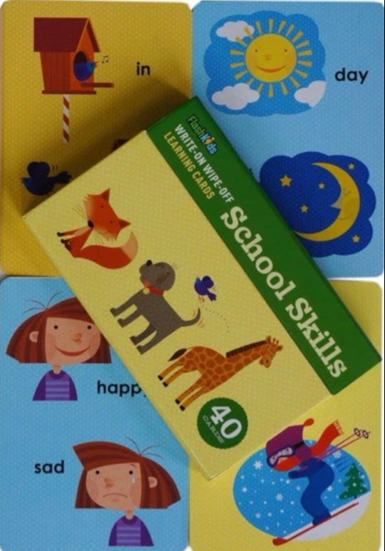 Write-On Wipe-Off Learning Cards: School Skills