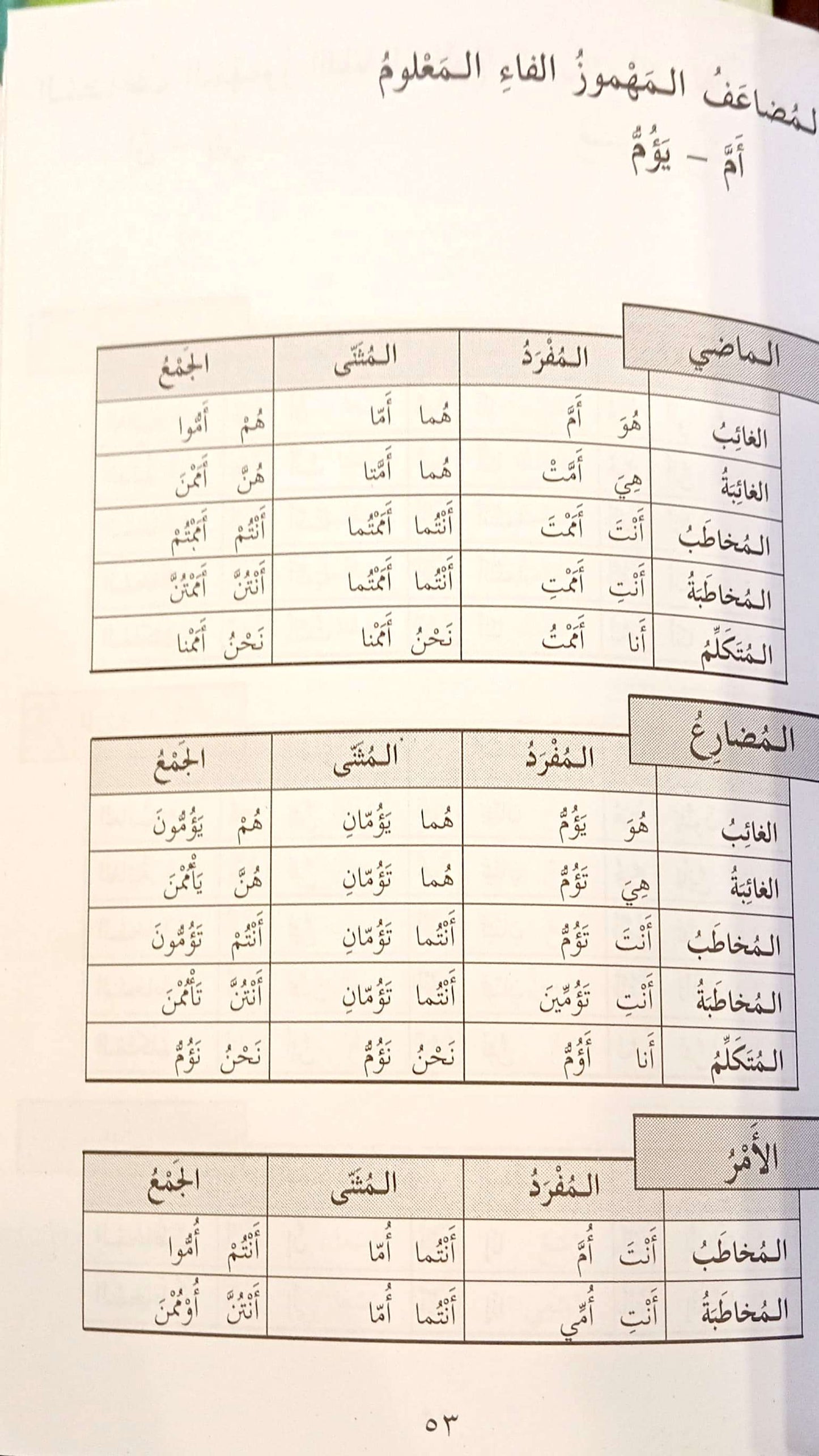 الضمائر وتصريف الأفعال